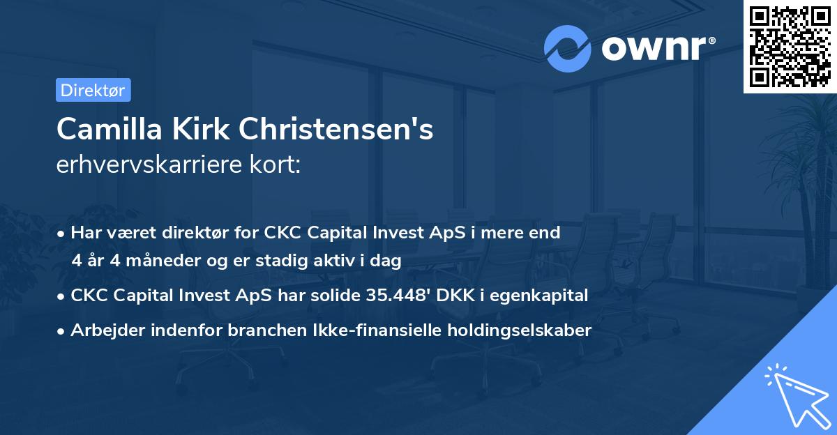 Camilla Kirk Christensen's erhvervskarriere kort