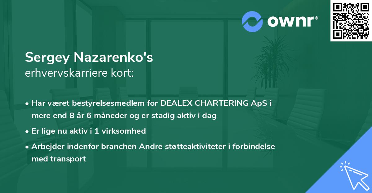 Sergey Nazarenko's erhvervskarriere kort
