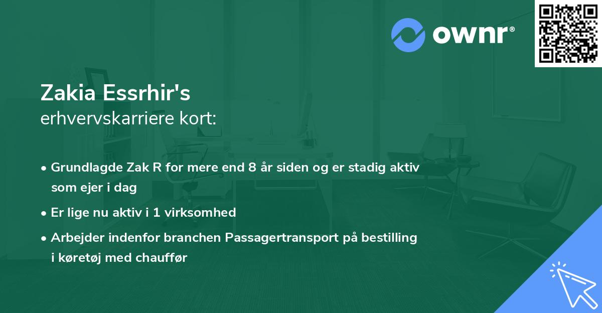 Zakia Essrhir's erhvervskarriere kort