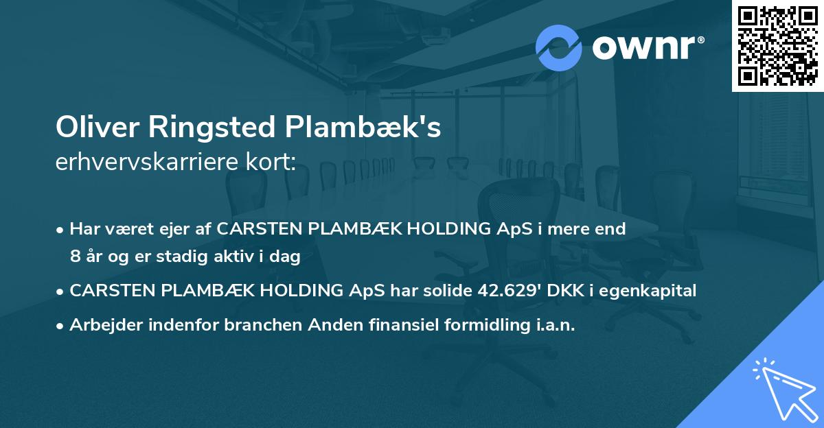 Oliver Ringsted Plambæk's erhvervskarriere kort