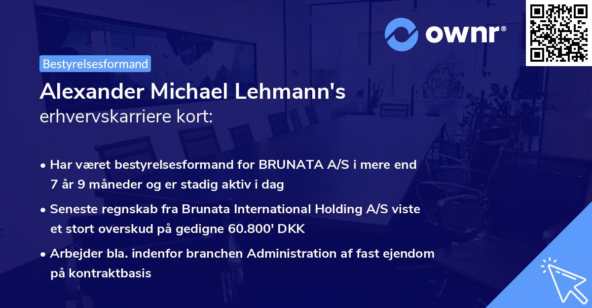 Alexander Michael Lehmann's erhvervskarriere kort