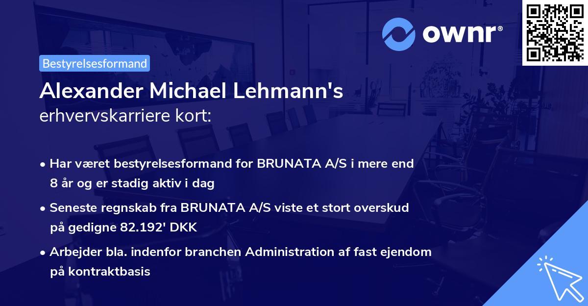 Alexander Michael Lehmann's erhvervskarriere kort