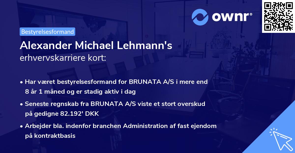 Alexander Michael Lehmann's erhvervskarriere kort
