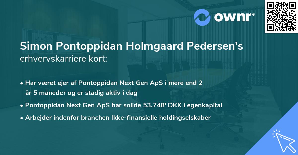 Simon Pontoppidan Holmgaard Pedersen's erhvervskarriere kort