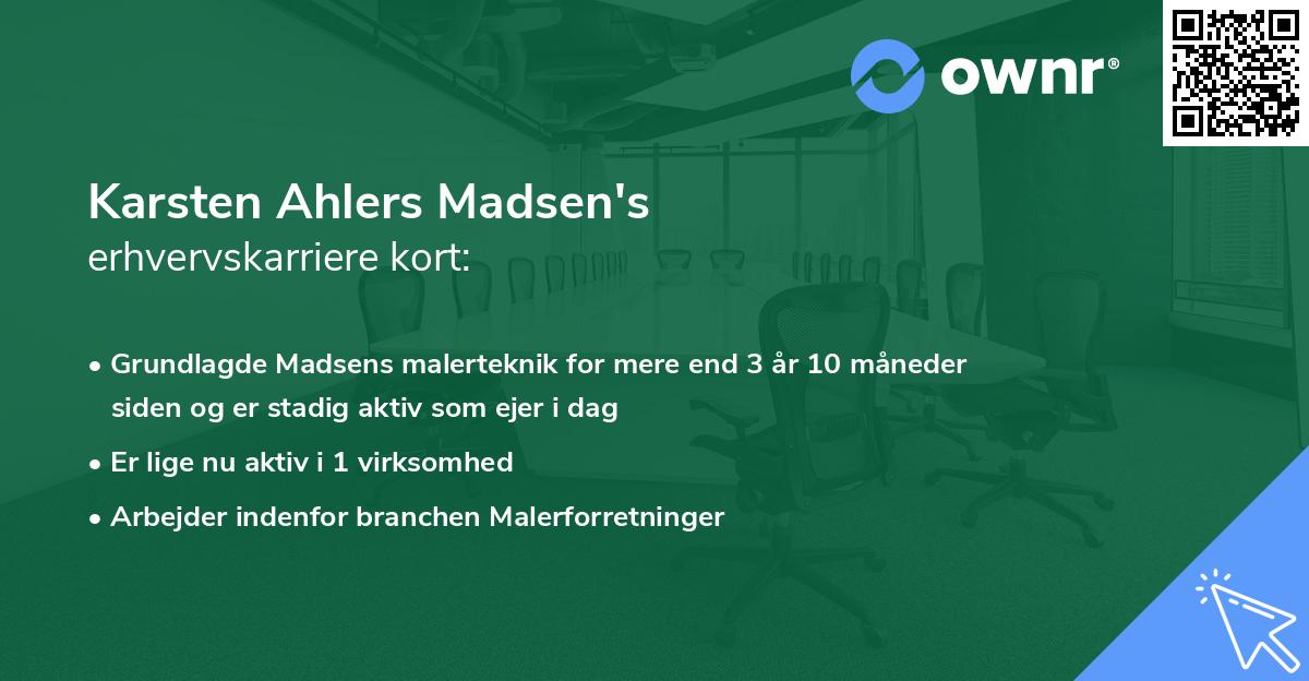 Karsten Ahlers Madsen's erhvervskarriere kort