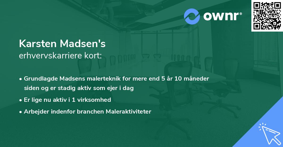 Karsten Madsen's erhvervskarriere kort