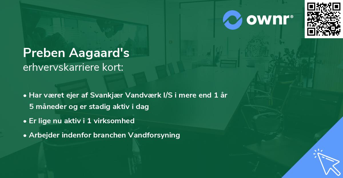 Preben Aagaard's erhvervskarriere kort