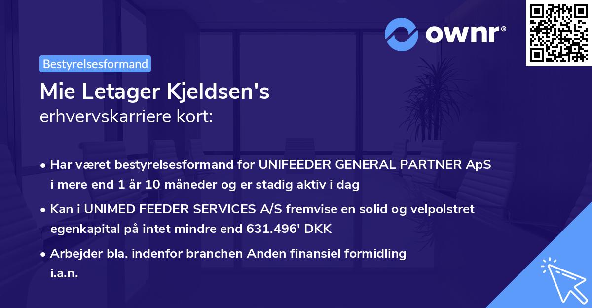 Mie Letager Kjeldsen's erhvervskarriere kort