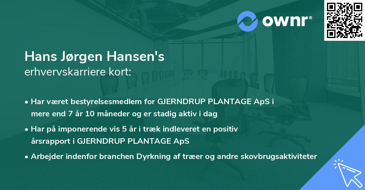 Hans Jørgen Hansen's erhvervskarriere kort