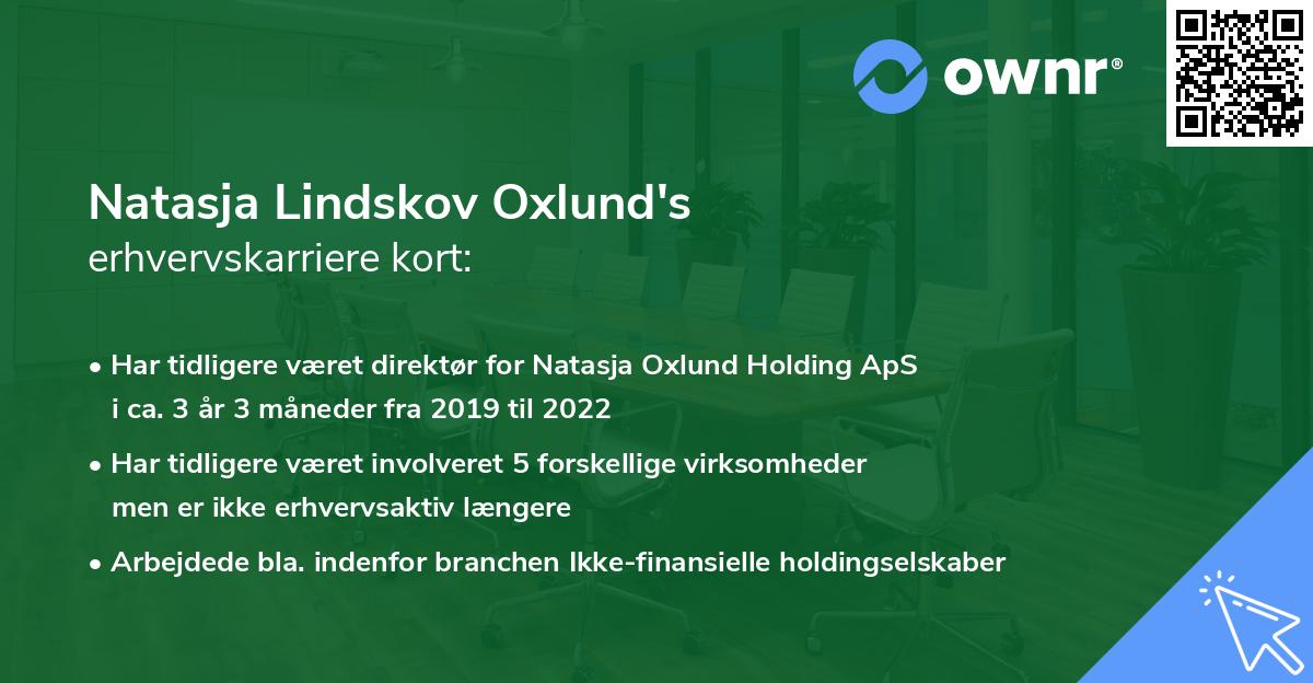 Natasja Lindskov Oxlund's erhvervskarriere kort