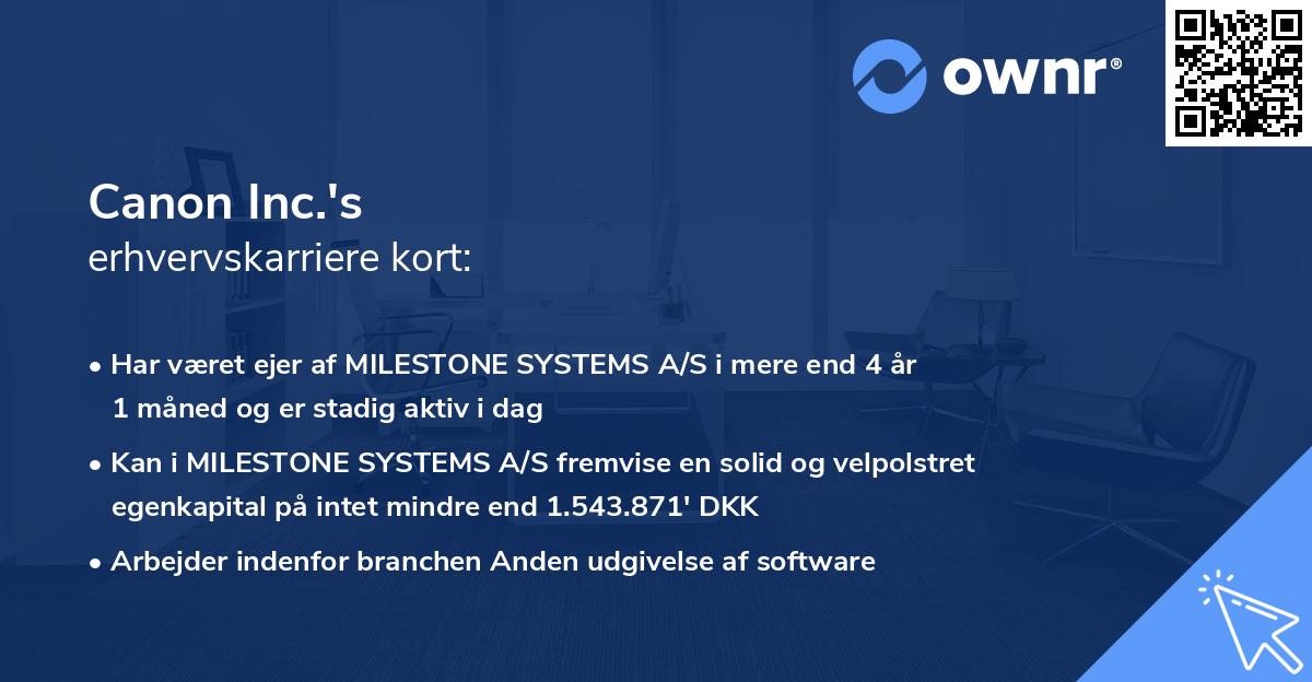 Canon Inc.'s erhvervskarriere kort