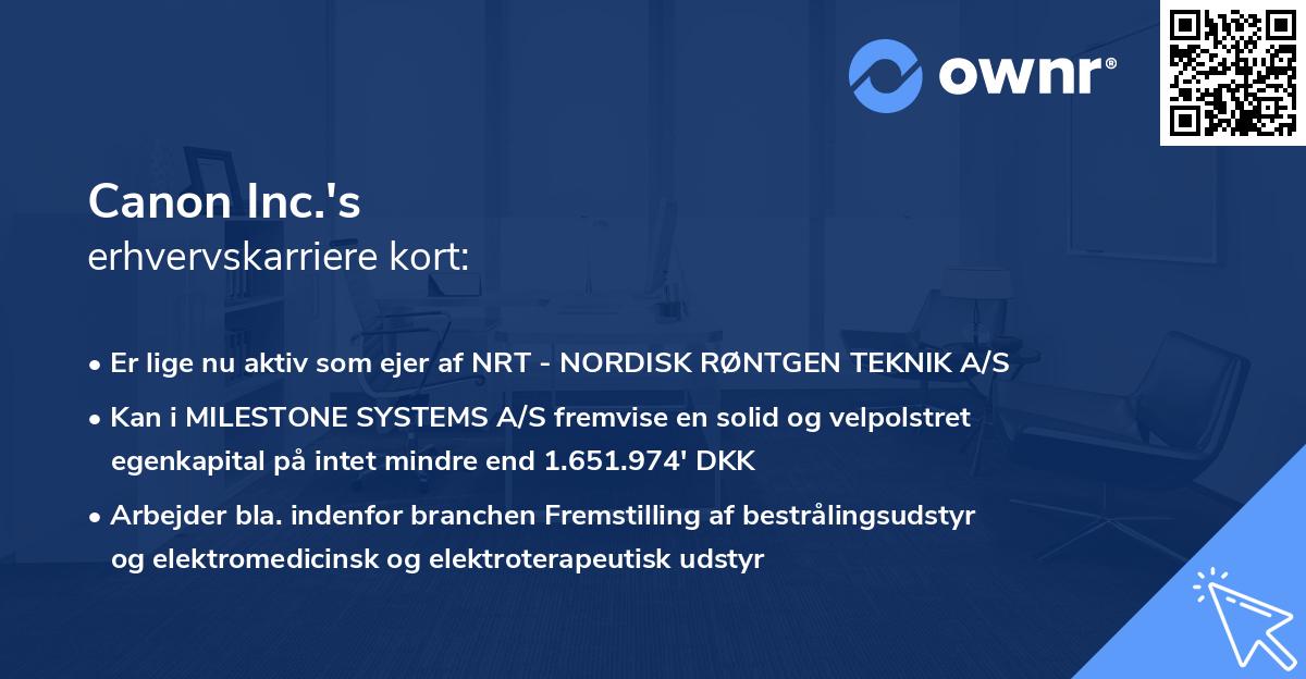 Canon Inc.'s erhvervskarriere kort