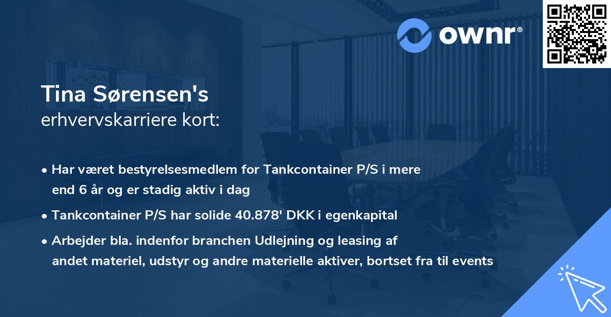 Tina Sørensen's erhvervskarriere kort