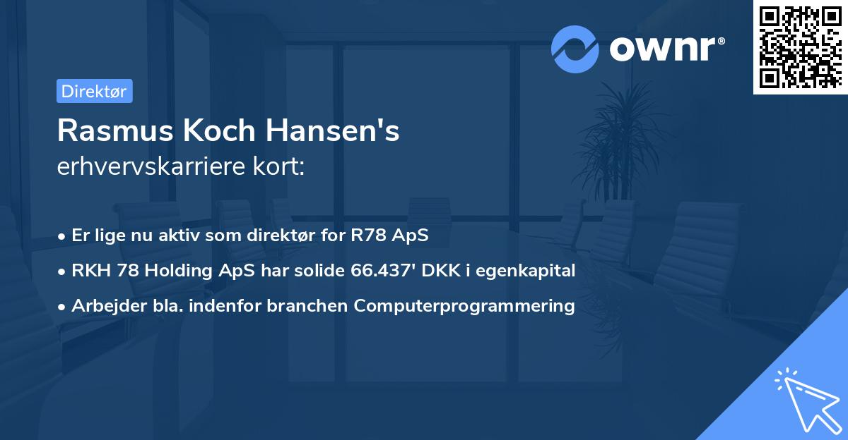 Rasmus Koch Hansen's erhvervskarriere kort