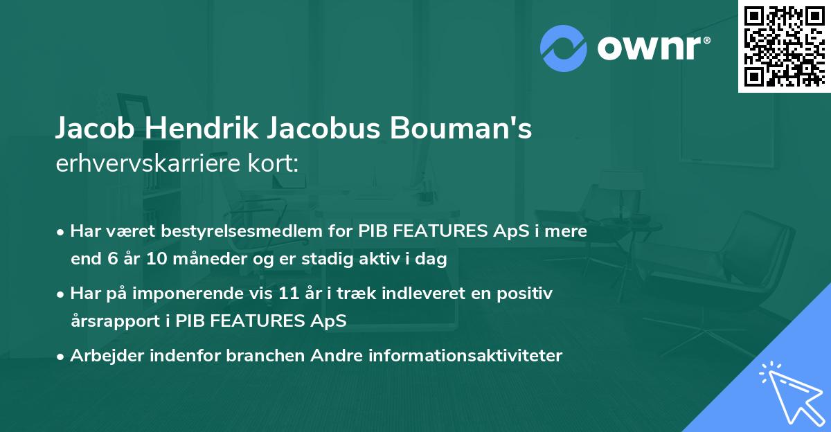 Jacob Hendrik Jacobus Bouman's erhvervskarriere kort