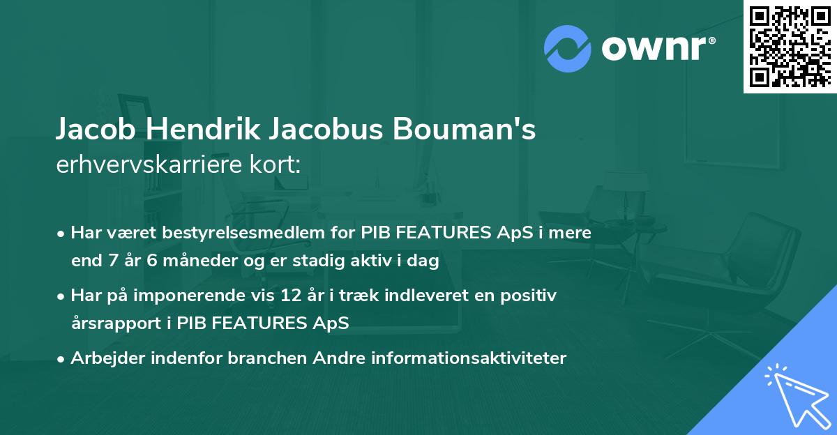 Jacob Hendrik Jacobus Bouman's erhvervskarriere kort