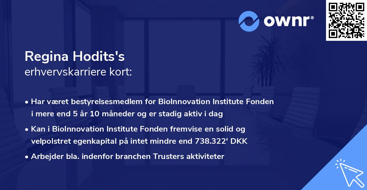 Regina Hodits's erhvervskarriere kort