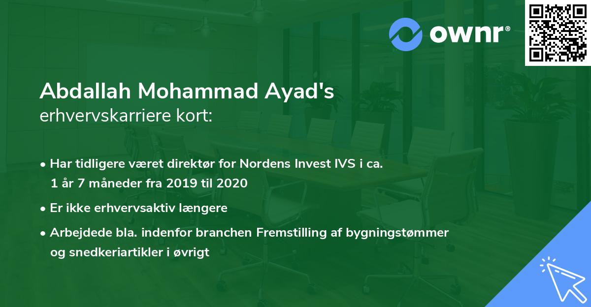 Abdallah Mohammad Ayad's erhvervskarriere kort