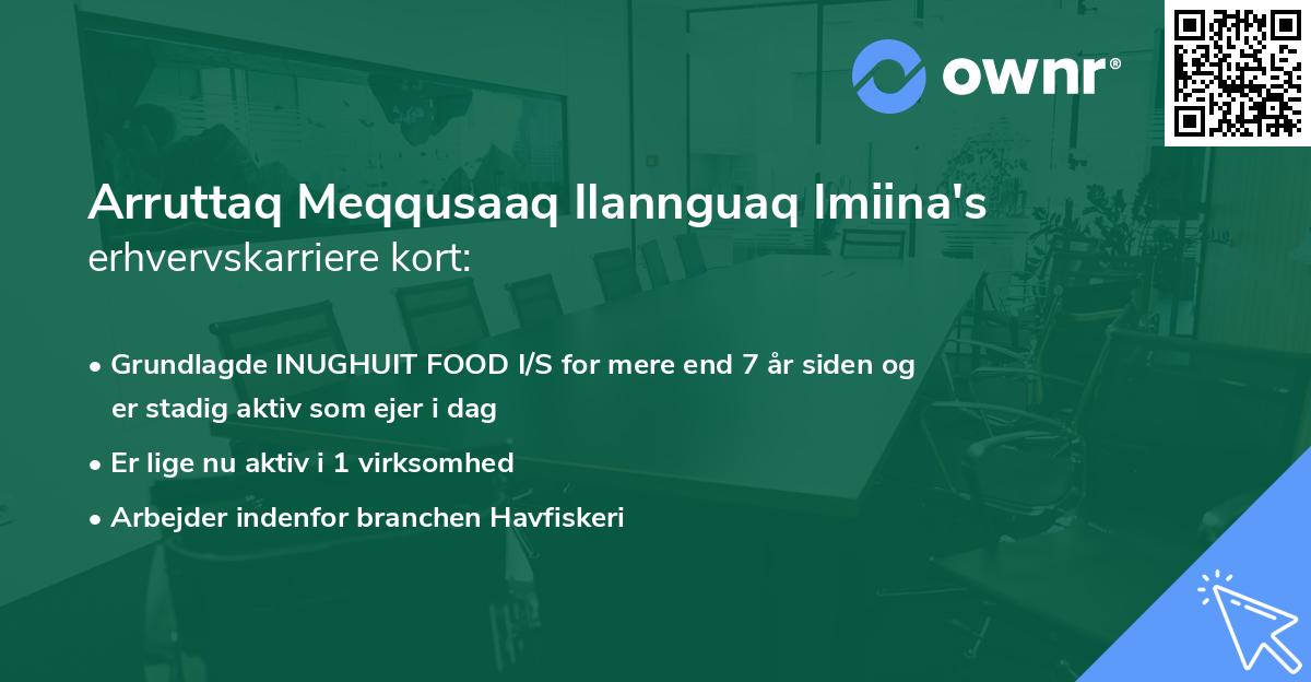 Arruttaq Meqqusaaq Ilannguaq Imiina's erhvervskarriere kort
