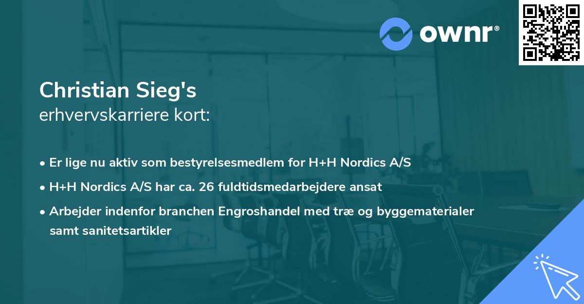 Christian Sieg's erhvervskarriere kort