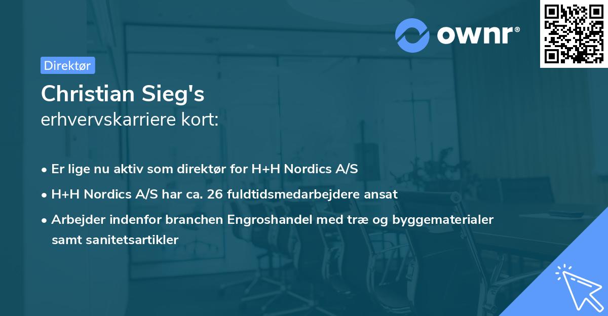 Christian Sieg's erhvervskarriere kort