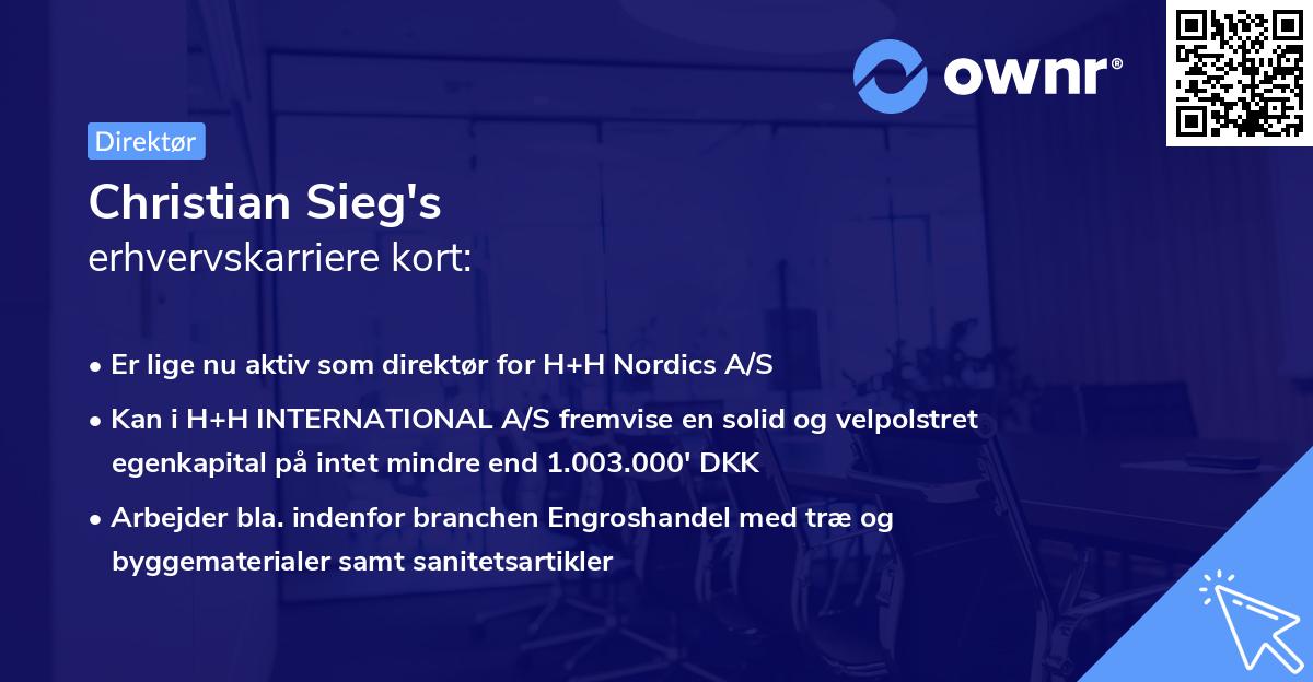 Christian Sieg's erhvervskarriere kort