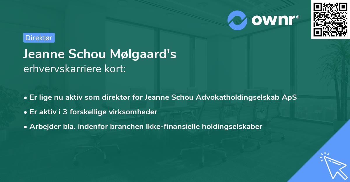 Jeanne Schou Mølgaard's erhvervskarriere kort