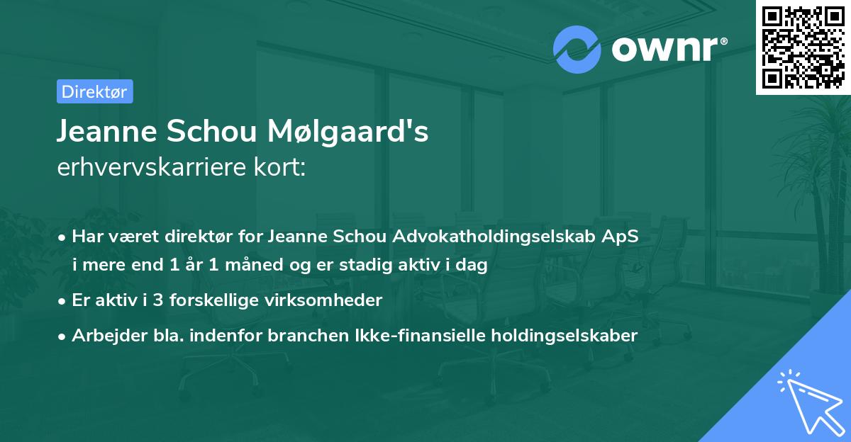 Jeanne Schou Mølgaard's erhvervskarriere kort
