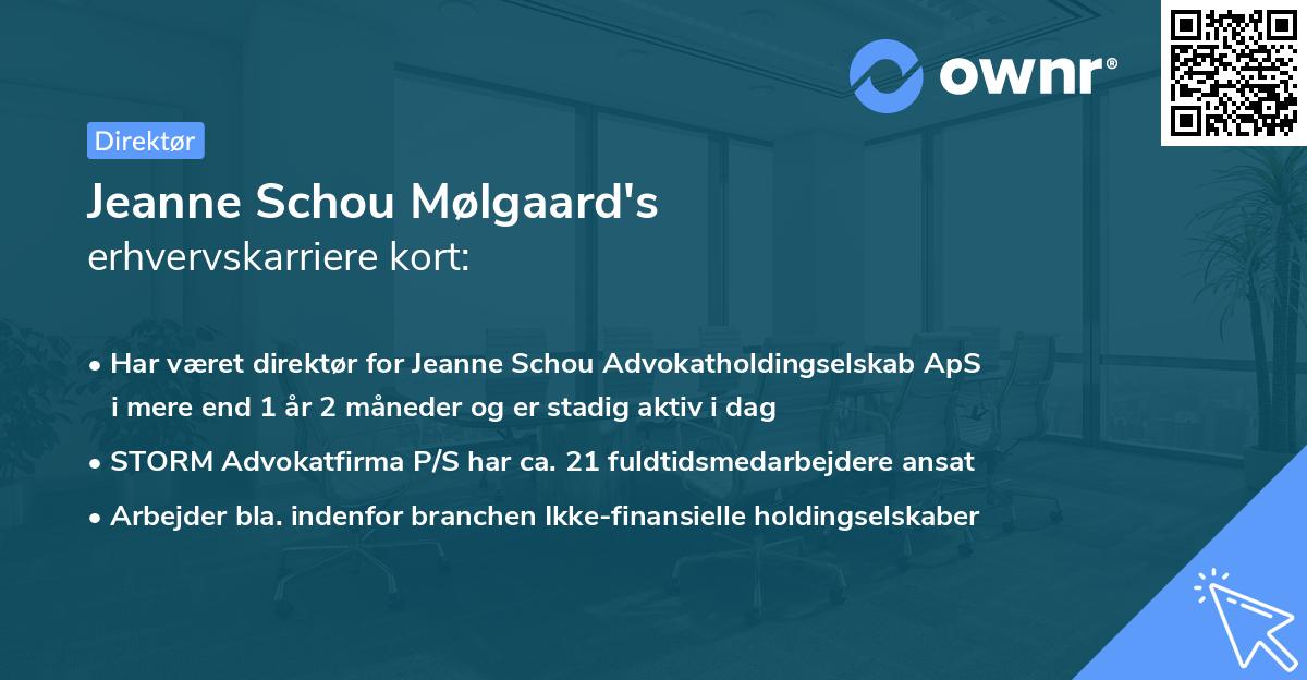 Jeanne Schou Mølgaard's erhvervskarriere kort