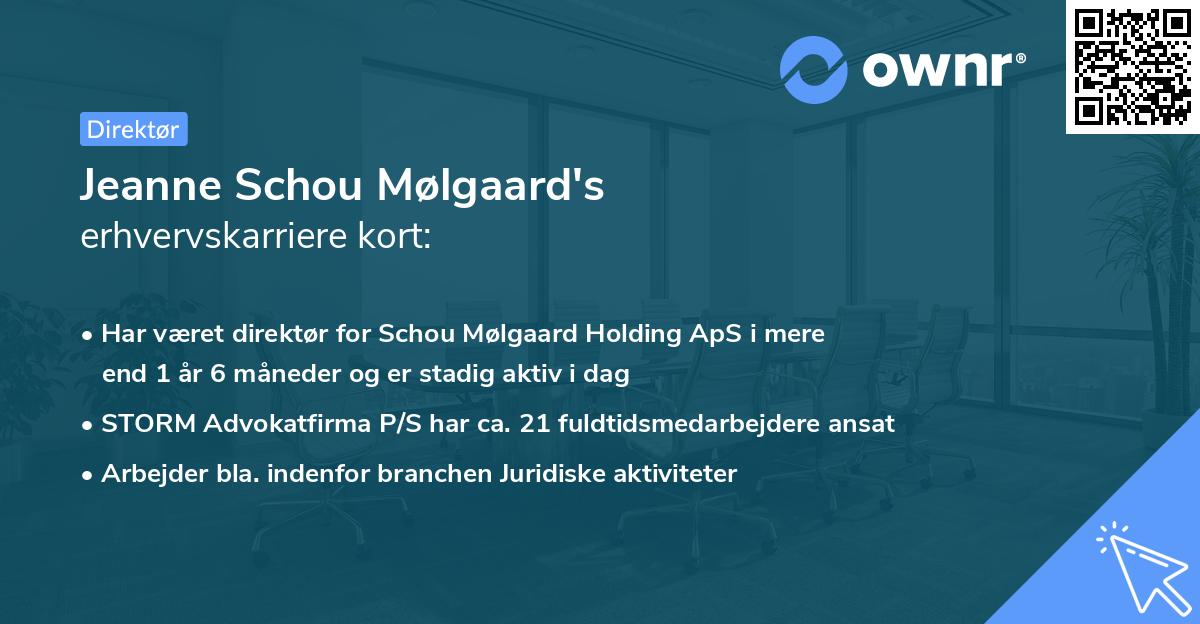 Jeanne Schou Mølgaard's erhvervskarriere kort