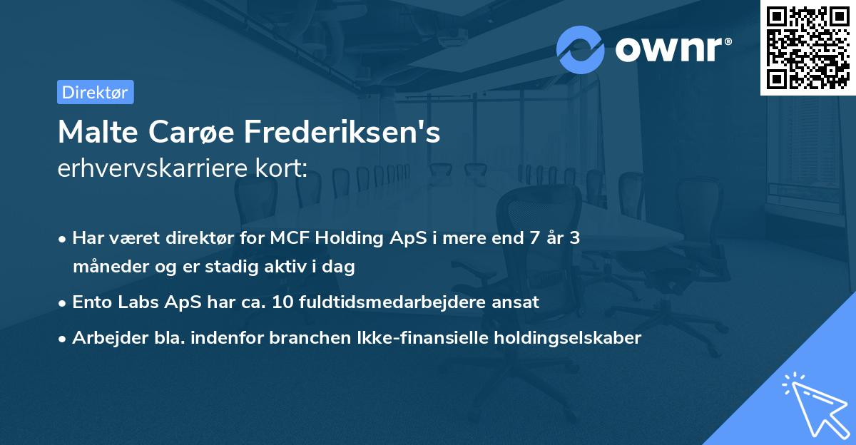 Malte Carøe Frederiksen's erhvervskarriere kort