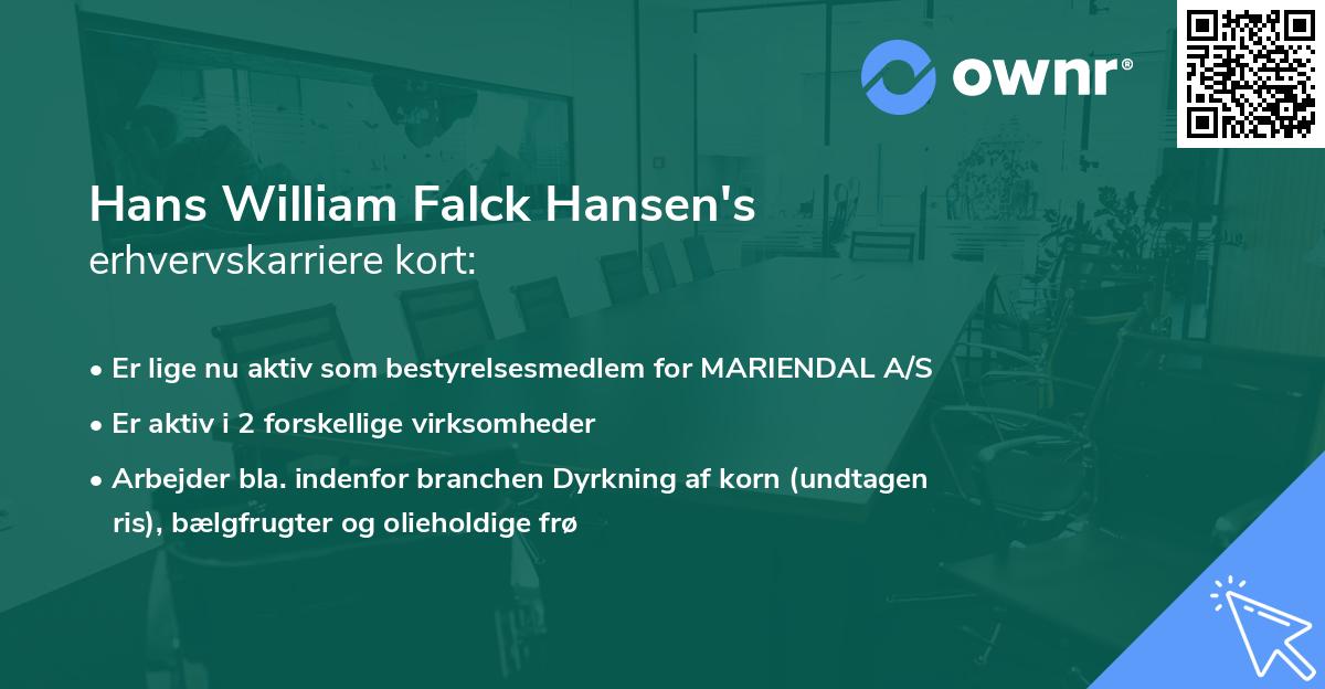 Hans William Falck Hansen's erhvervskarriere kort