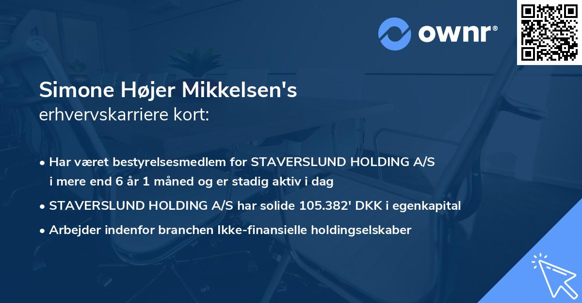 Simone Højer Mikkelsen's erhvervskarriere kort