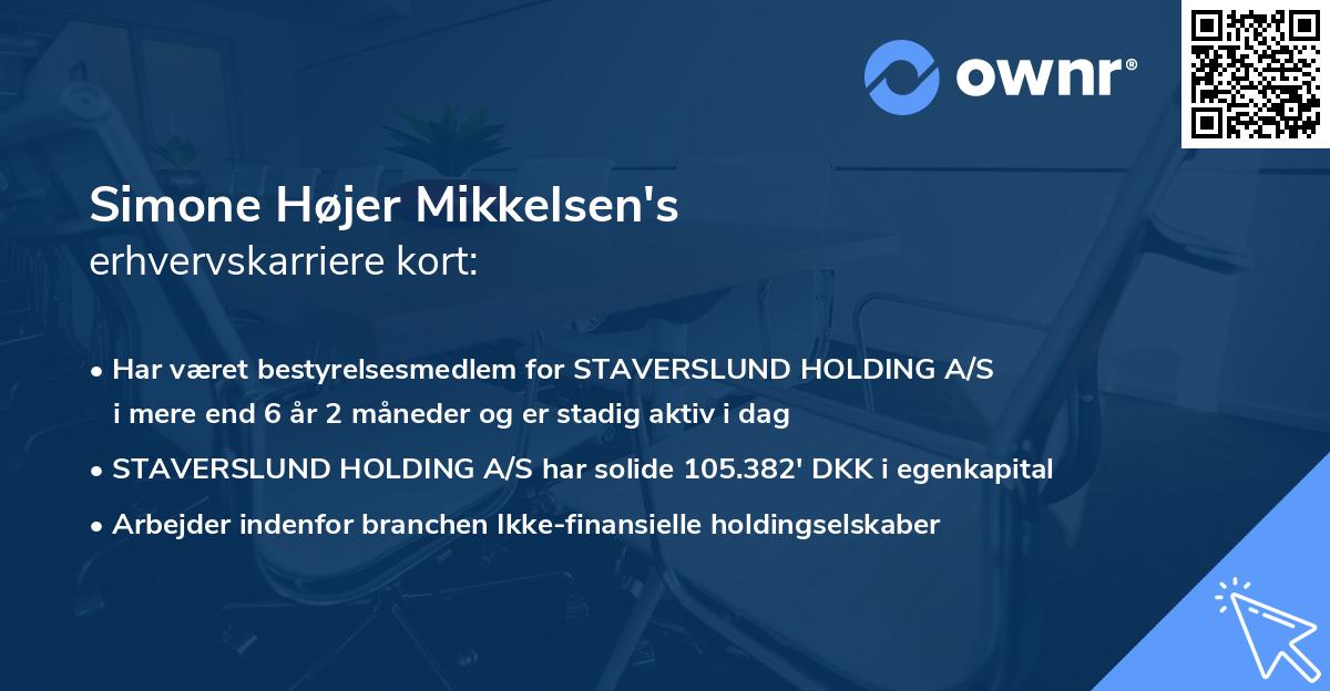 Simone Højer Mikkelsen's erhvervskarriere kort