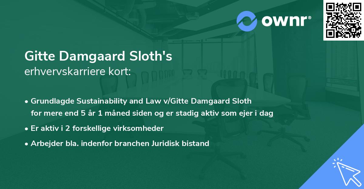 Gitte Damgaard Sloth's erhvervskarriere kort