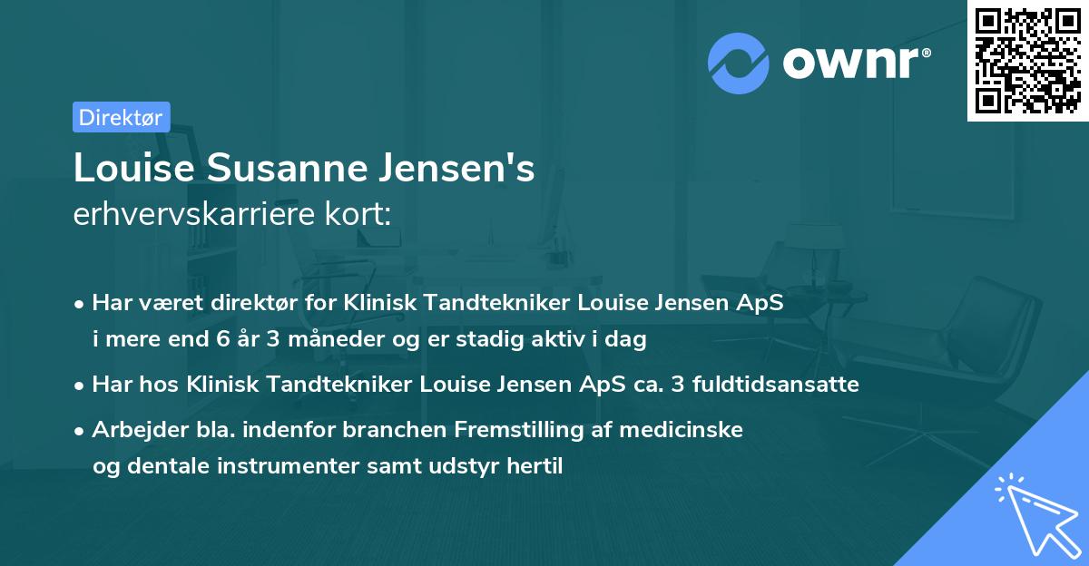 Louise Susanne Jensen's erhvervskarriere kort