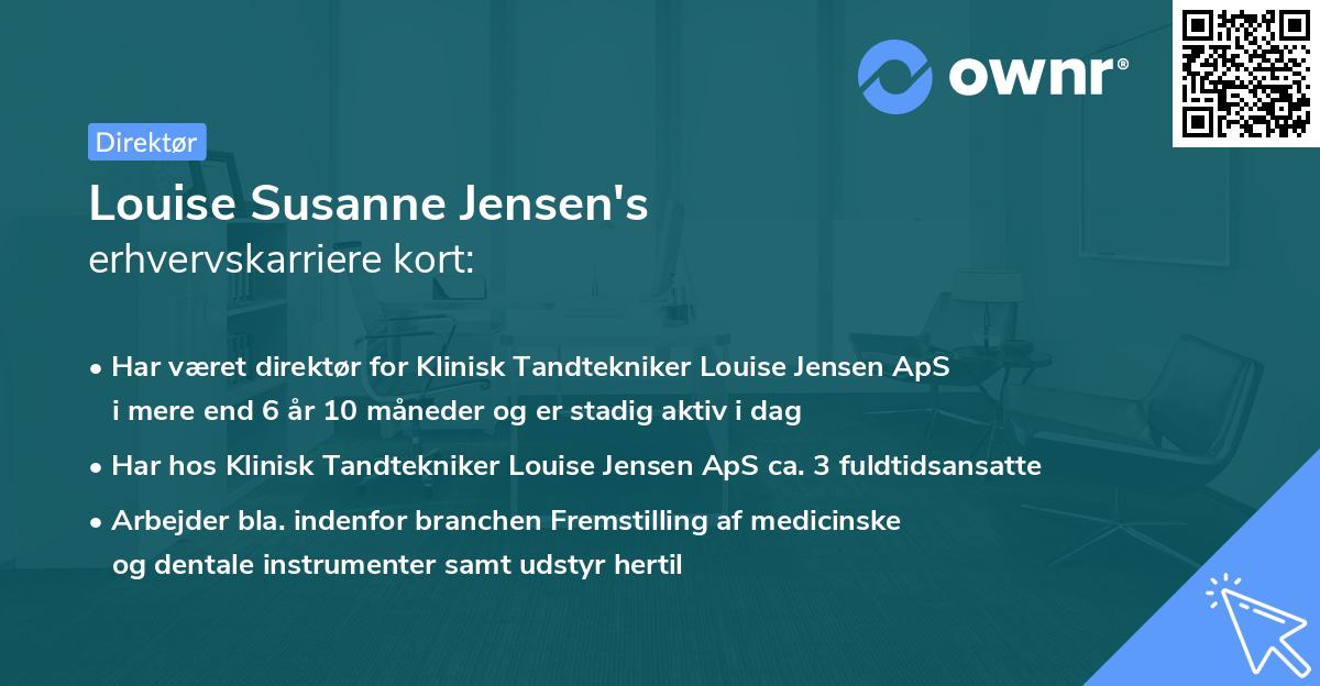 Louise Susanne Jensen's erhvervskarriere kort