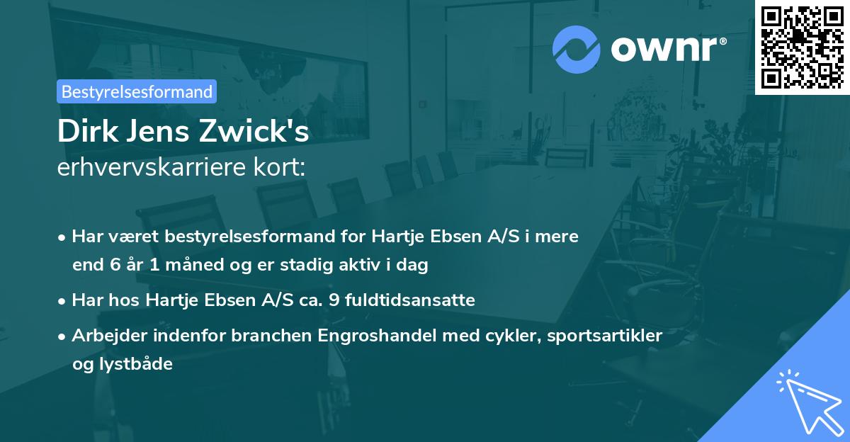 Dirk Jens Zwick's erhvervskarriere kort