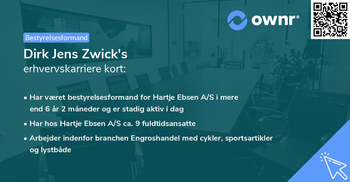 Dirk Jens Zwick's erhvervskarriere kort