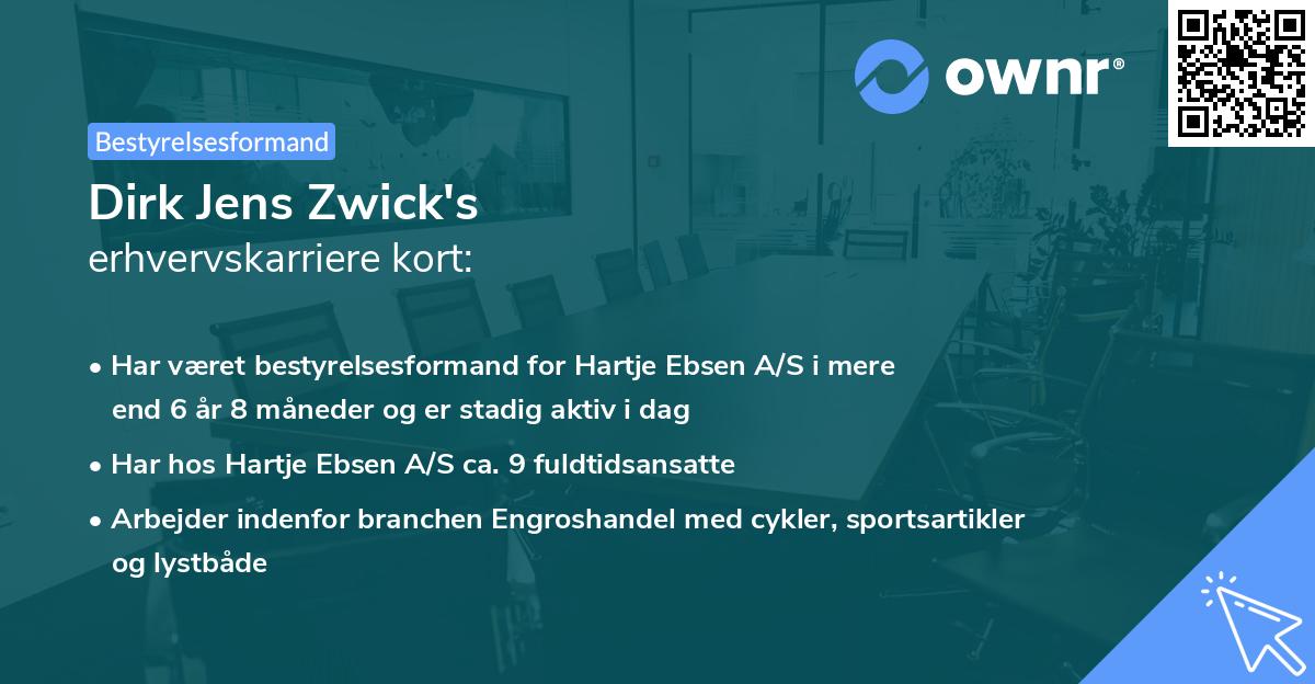 Dirk Jens Zwick's erhvervskarriere kort