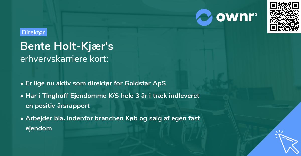 Bente Holt-Kjær's erhvervskarriere kort
