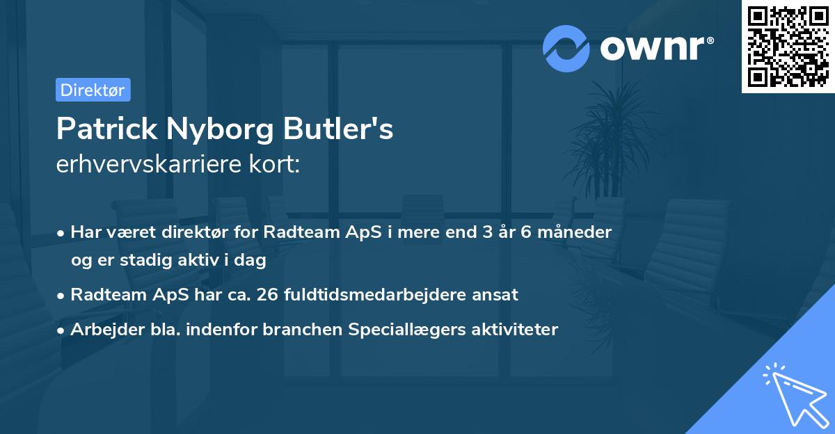 Patrick Nyborg Butler's erhvervskarriere kort