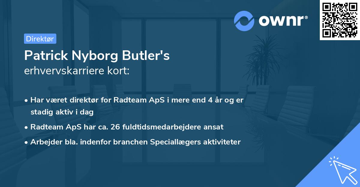 Patrick Nyborg Butler's erhvervskarriere kort