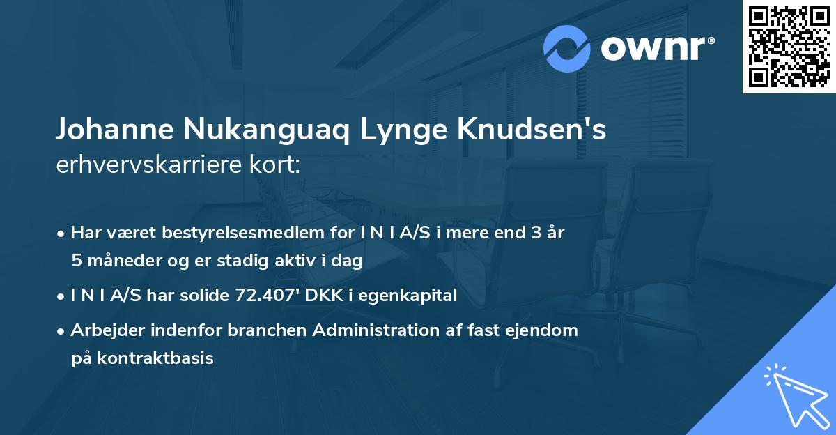 Johanne Nukanguaq Lynge Knudsen's erhvervskarriere kort