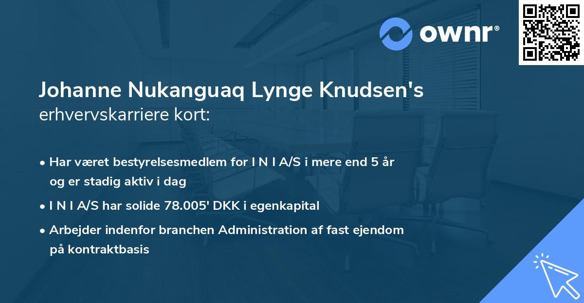 Johanne Nukanguaq Lynge Knudsen's erhvervskarriere kort