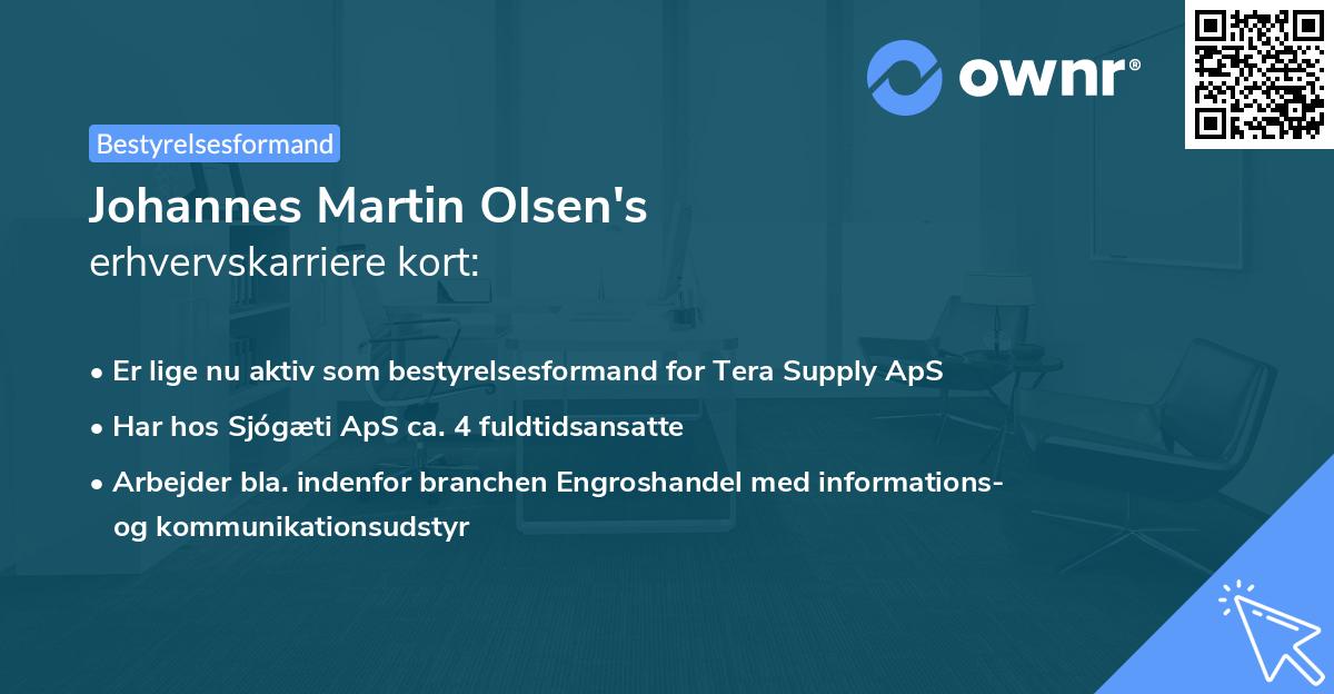 Johannes Martin Olsen's erhvervskarriere kort