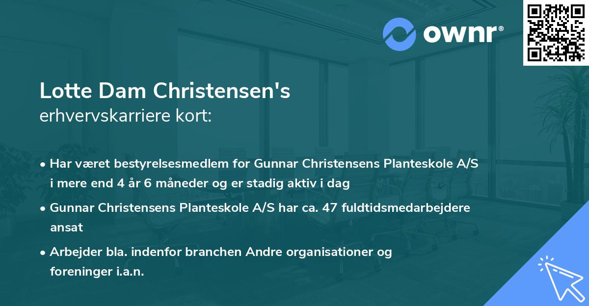 Lotte Dam Christensen's erhvervskarriere kort