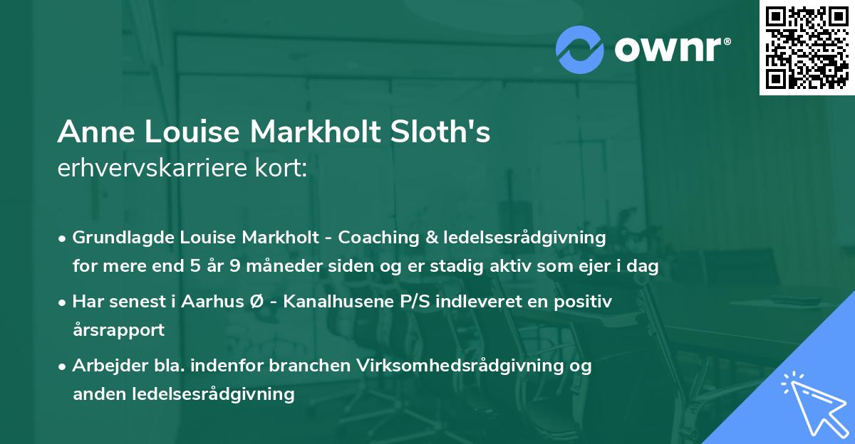 Anne Louise Markholt Sloth's erhvervskarriere kort