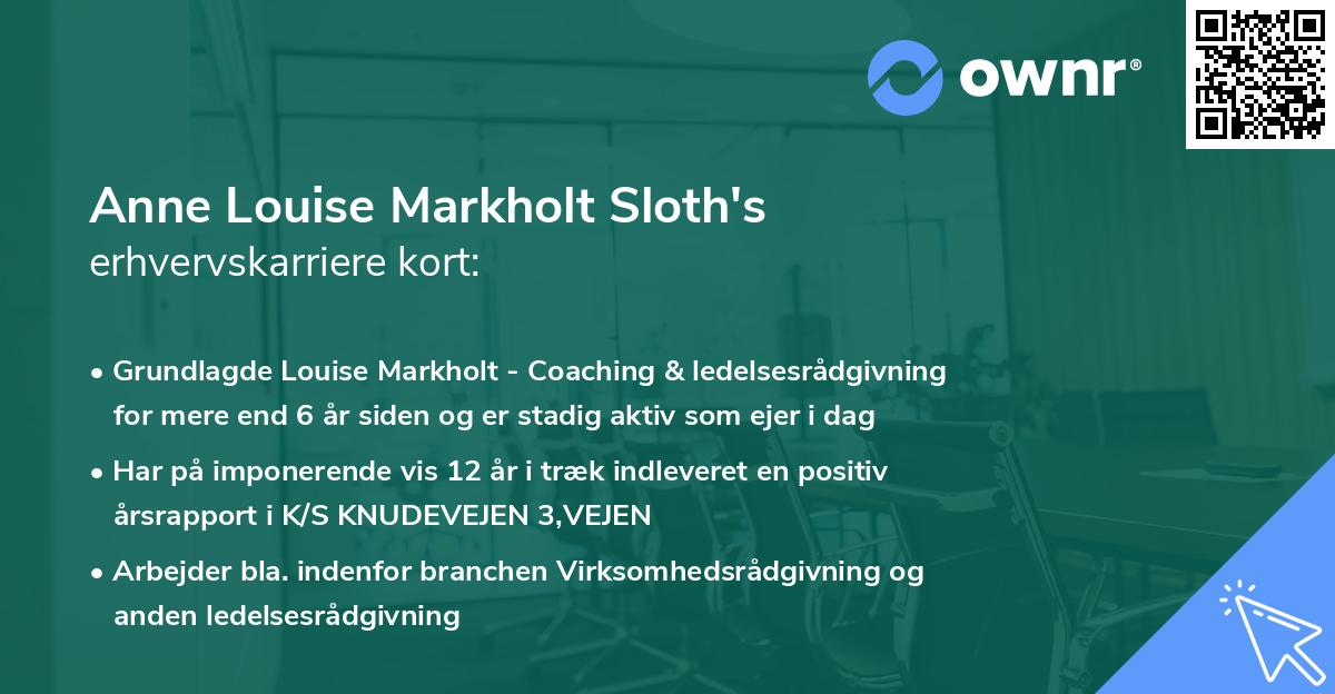 Anne Louise Markholt Sloth's erhvervskarriere kort