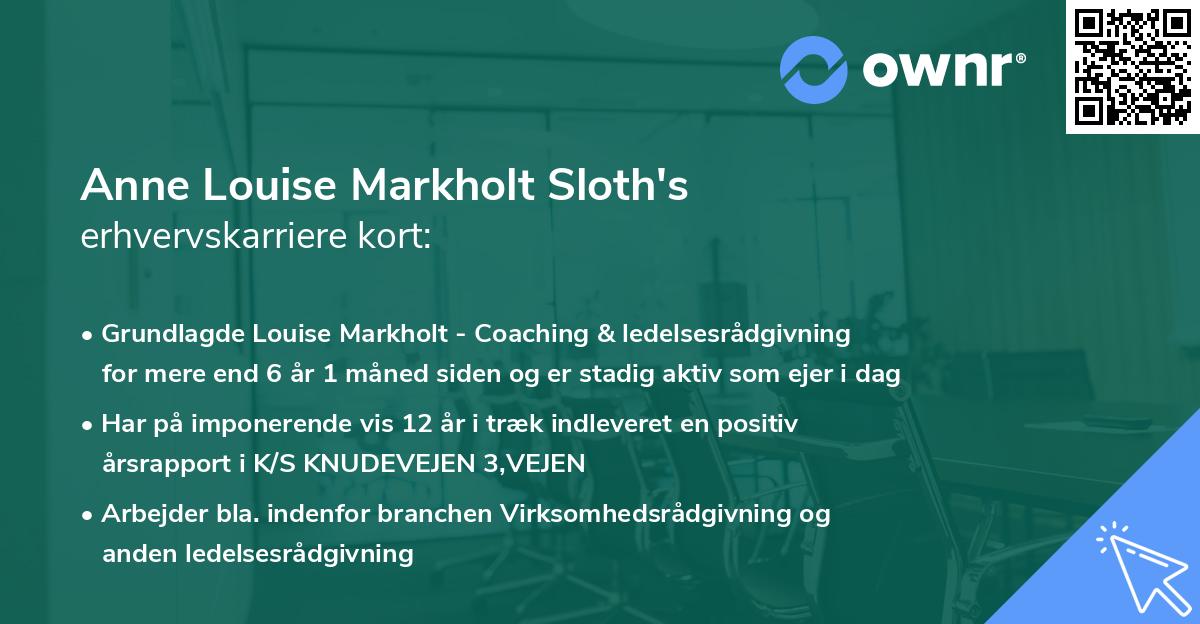 Anne Louise Markholt Sloth's erhvervskarriere kort